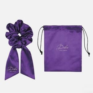 NEW Dolce & Gabbana Limited Edition Satin Violet Hair Scrunchie and Bow in Pouch